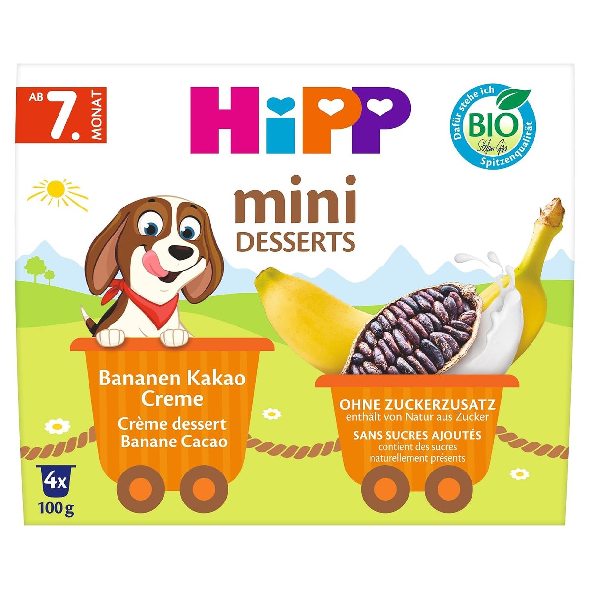 HiPP Bio Mini Dessert Bananen Cacao Crème 6-pack met elk 4 x 100g – HiPP