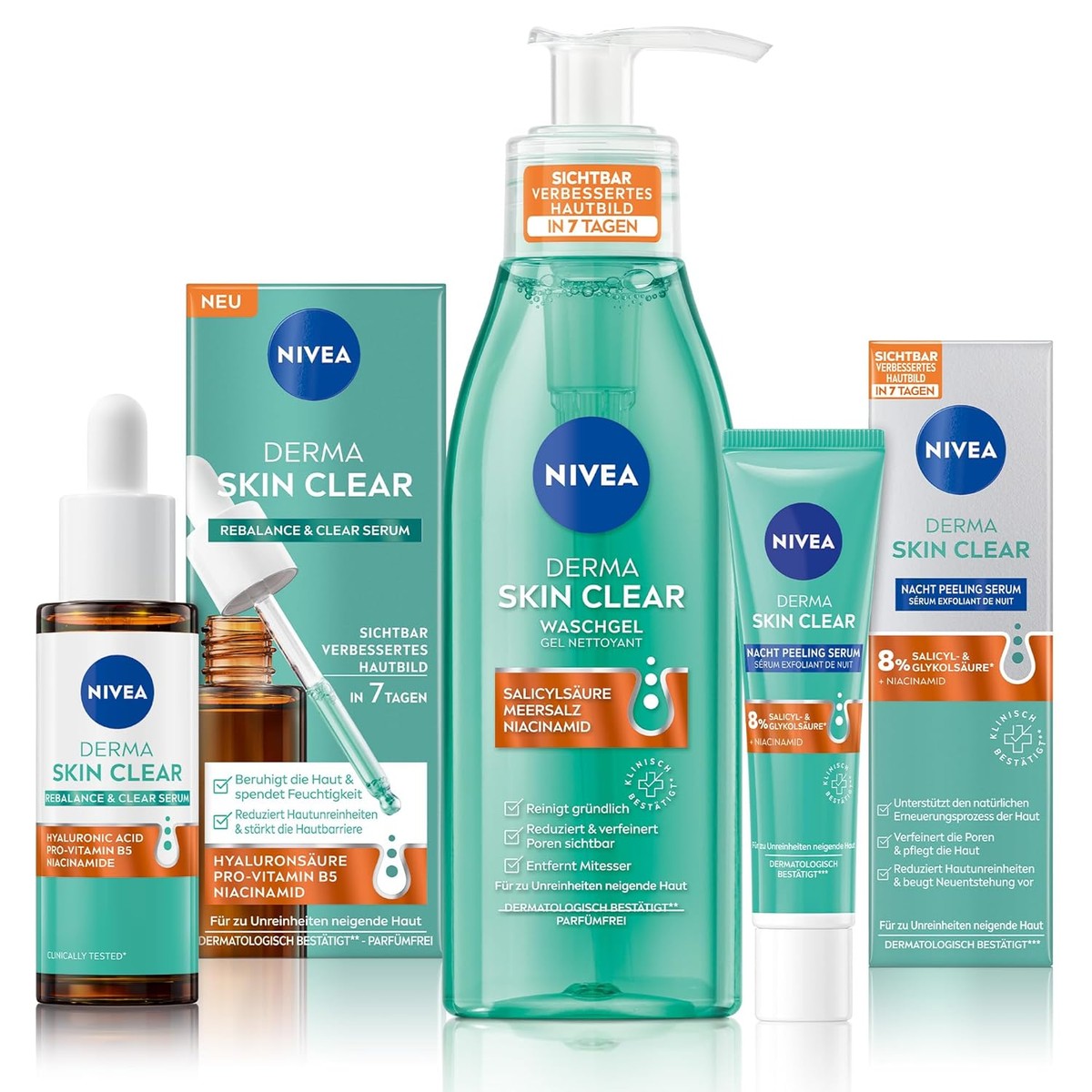 NIVEA Derma Skin Clear Routine Set 30 ml + 40 ml + 150 ml – NIVEA