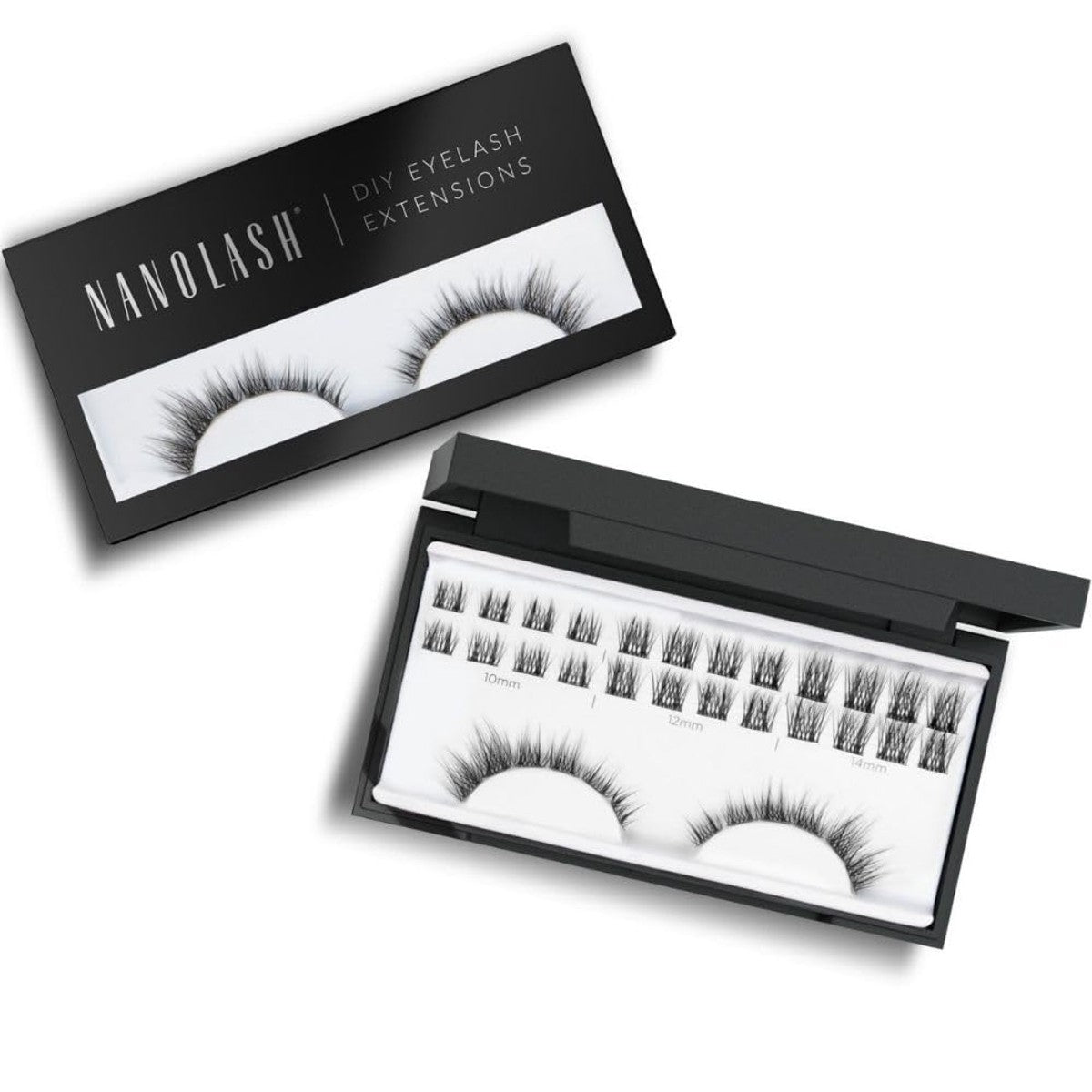 Nanolash Clusterwimpers voor doe-het-zelf wimperverlenging thuis, 36 stuks, wimperverlenging, doe-het-zelf, doe-het-zelf valse wimpers (zwart, Divine) – Nanolash