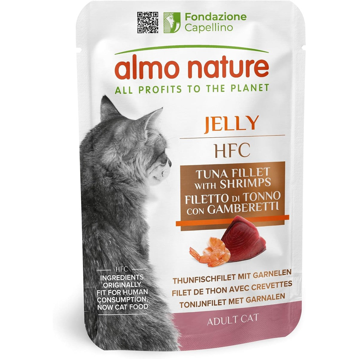 Almo Nature Kattenvoer, 100% natuurlijk, levensmiddelenkwaliteit, klassieke geleizakjes met tonijn en garnalen, 24 x 55 g – almo nature