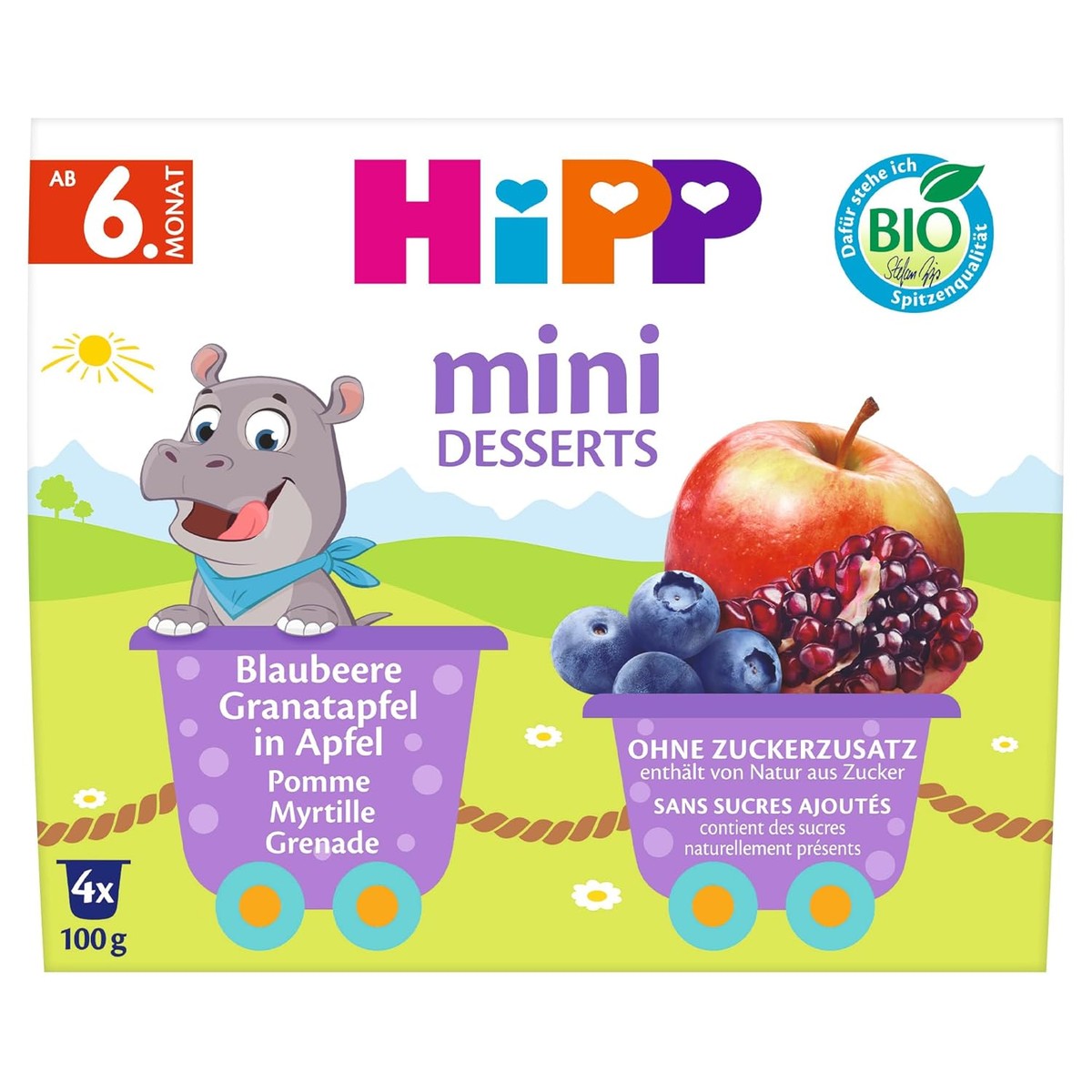 HiPP Bio Mini Desserts bosbessen-granaatappel 6x4x100g – HiPP
