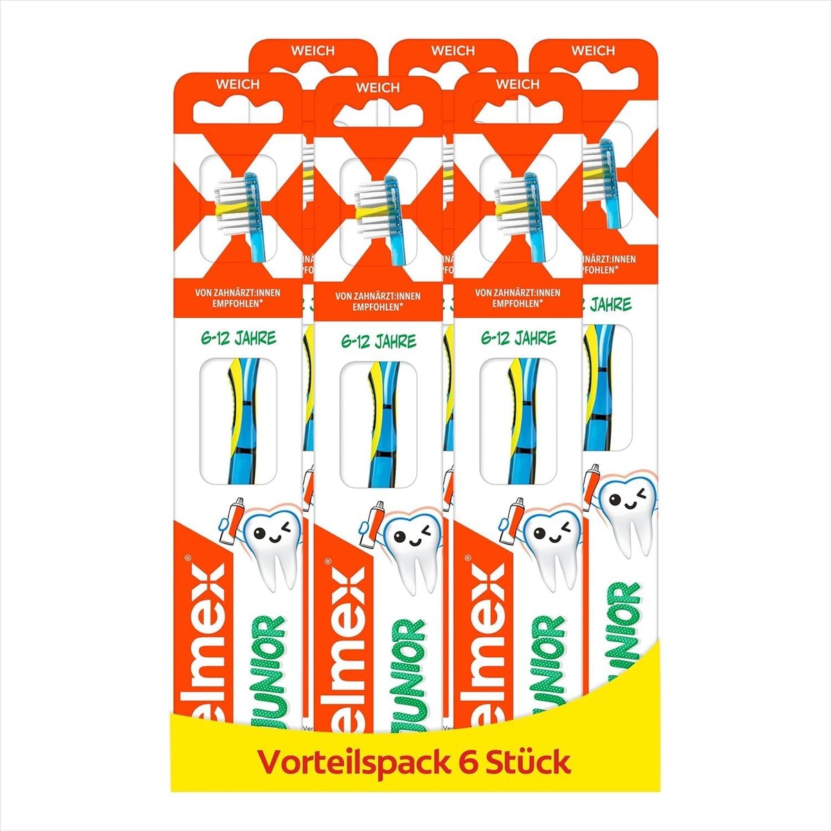 ELMEX Junior tandenborstel 6-12 jaar, 6 stuks – ELMEX