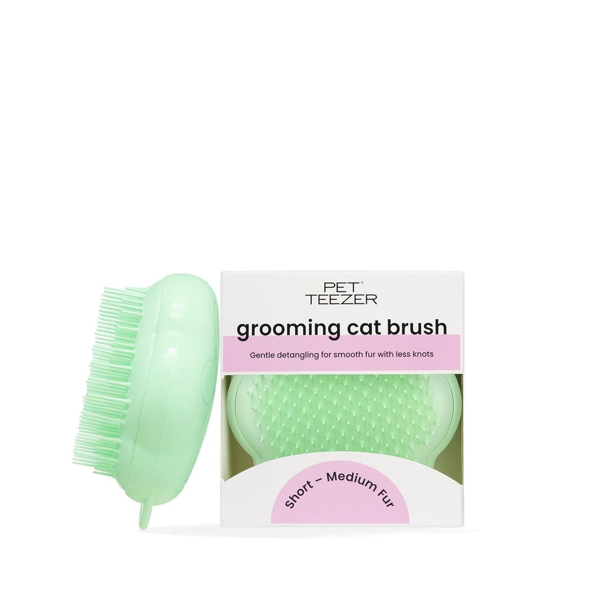 Tangle Teezer Pet Teezer Kattenborstel, voor katten met korte tot middellange vacht, verzorgingsborstel voor katten met tweetraps borstelharen die glans en gladheid geven, groen – Tangle Teezer