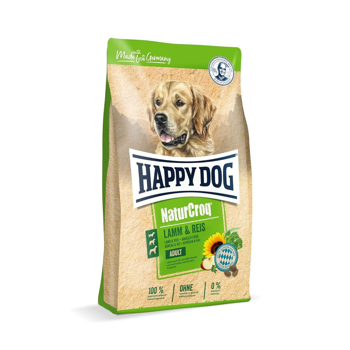 Happy Dog 60526 - NaturCroq lam & Rijst - droogvoer met inheemse kruiden voor volwassen honden - 15 kg inhoud – Happy Cat