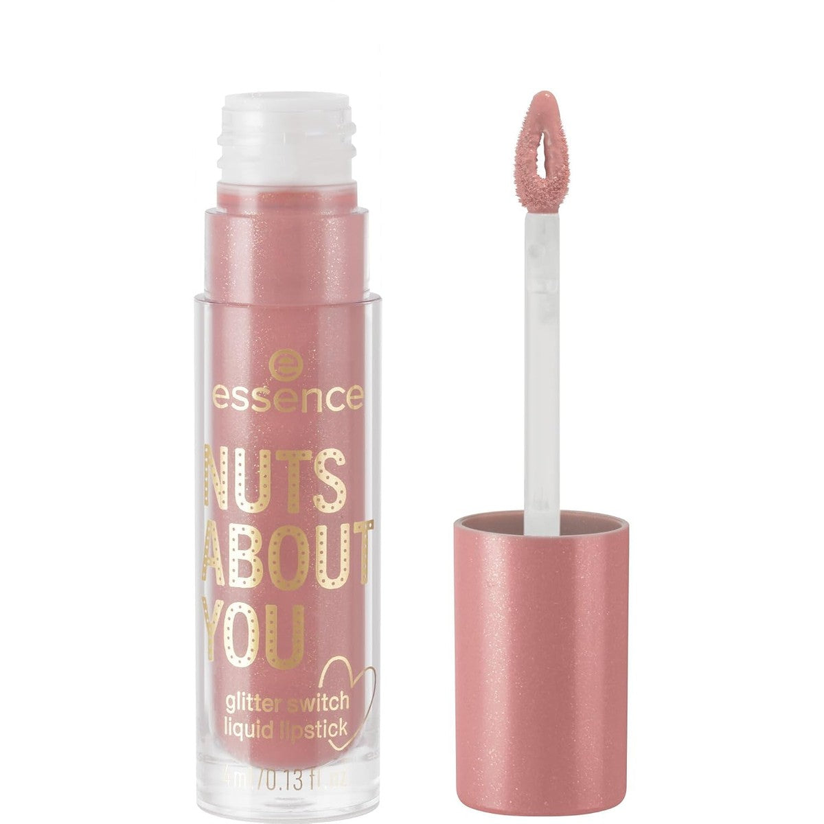 Essence NUTS ABOUT YOU glitter switch liquid lipstick, nr. 01, nude, glinsterend, veganistisch, zonder parabenen, nanodeeltjes, glutenvrij, per stuk verpakt (4g) – Essence Cosmetics