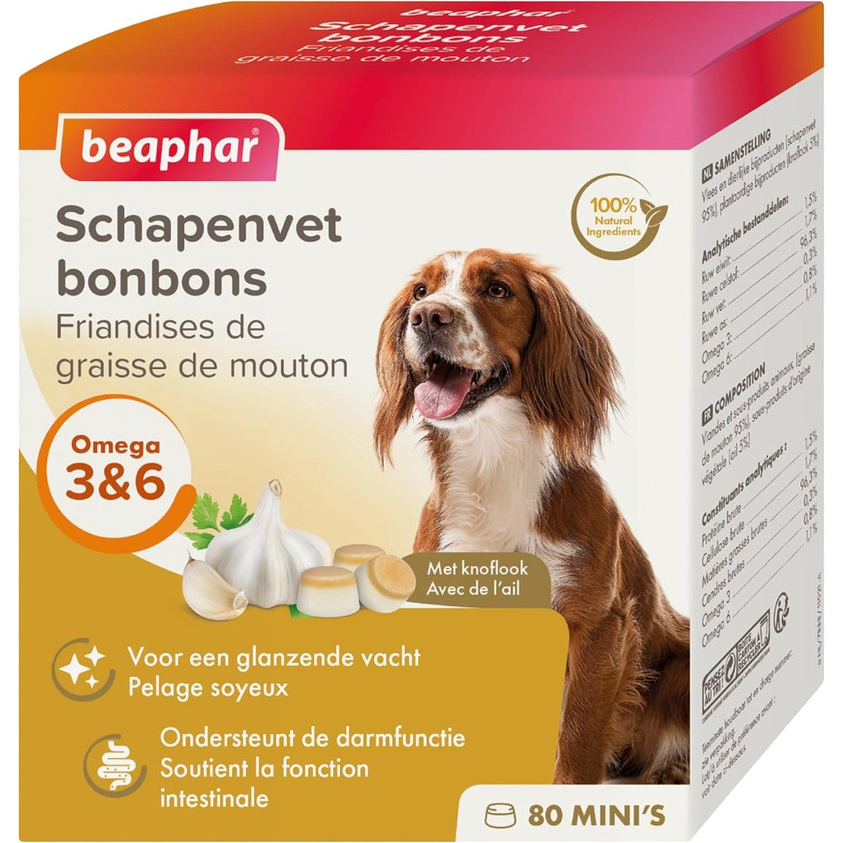 Beaphar 11021 schapenvet snoep knoflook mini 245g, wit – beaphar
