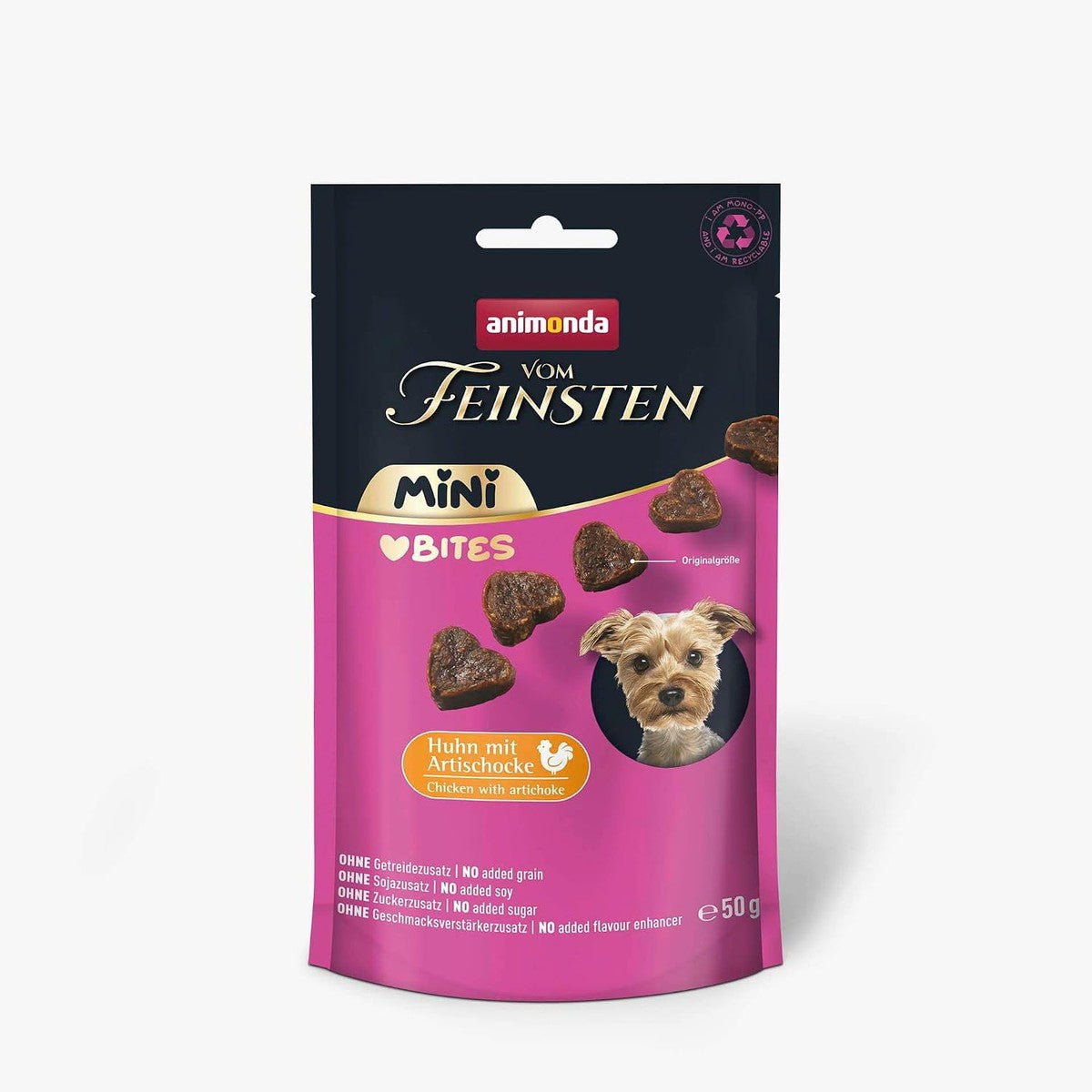 animonda vom Feinsten Mini hondensnacks Love Bites kip met artisjok (10 x 50 g), premium hondensnacks graanvrije hondensnacks voor volwassen kleine honden – animonda Vom Feinsten