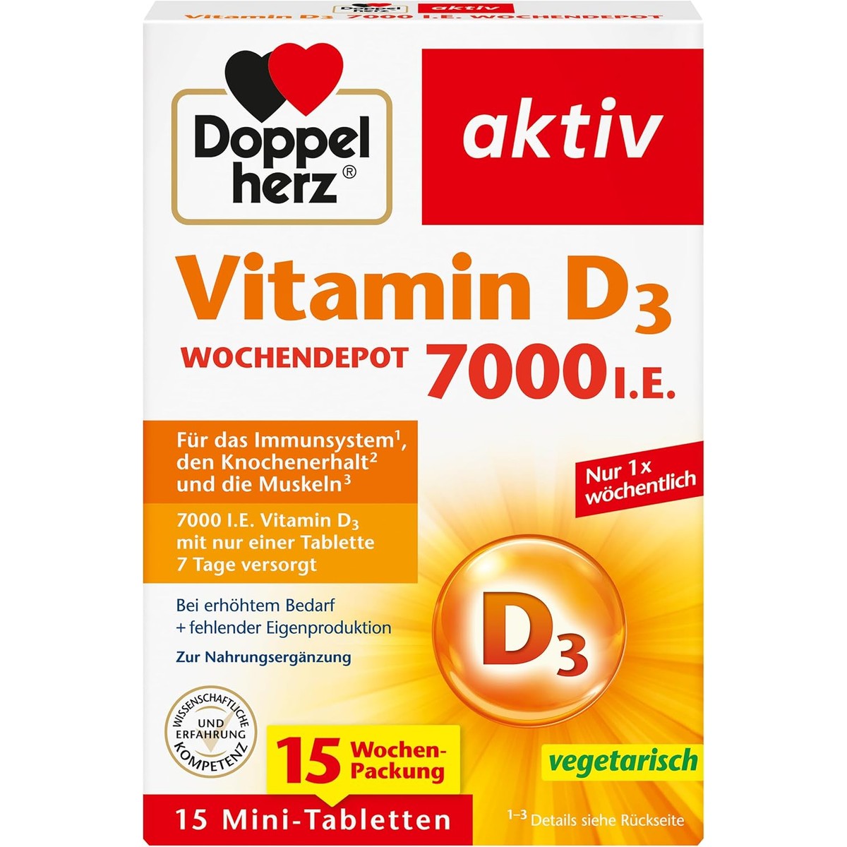 Doppelherz Vitamin D3 7000 I.E. WOCHENDEPOT – Doppelherz