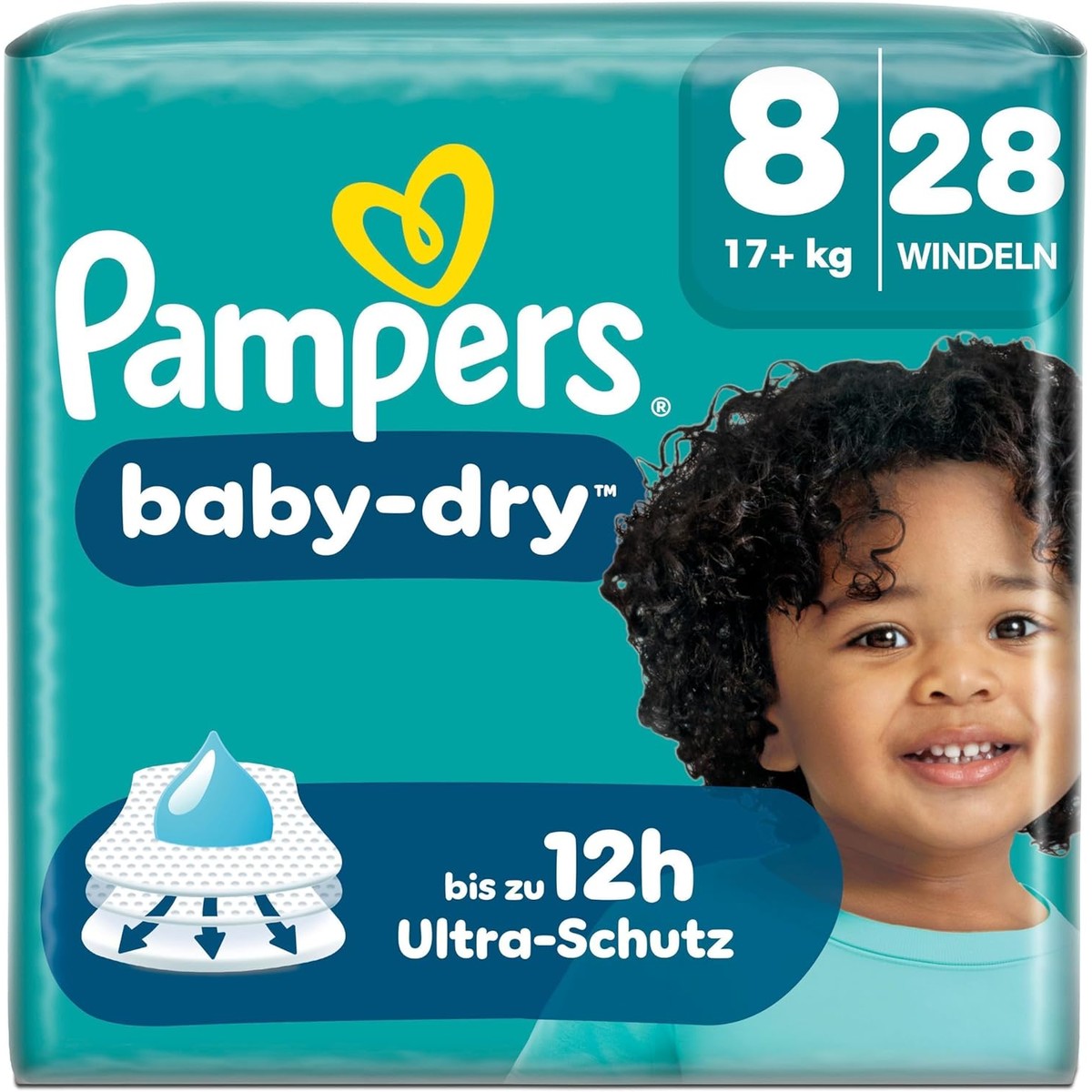 Pampers Baby-Dry maat 8, 28 luiers, 17 kg + – Pampers