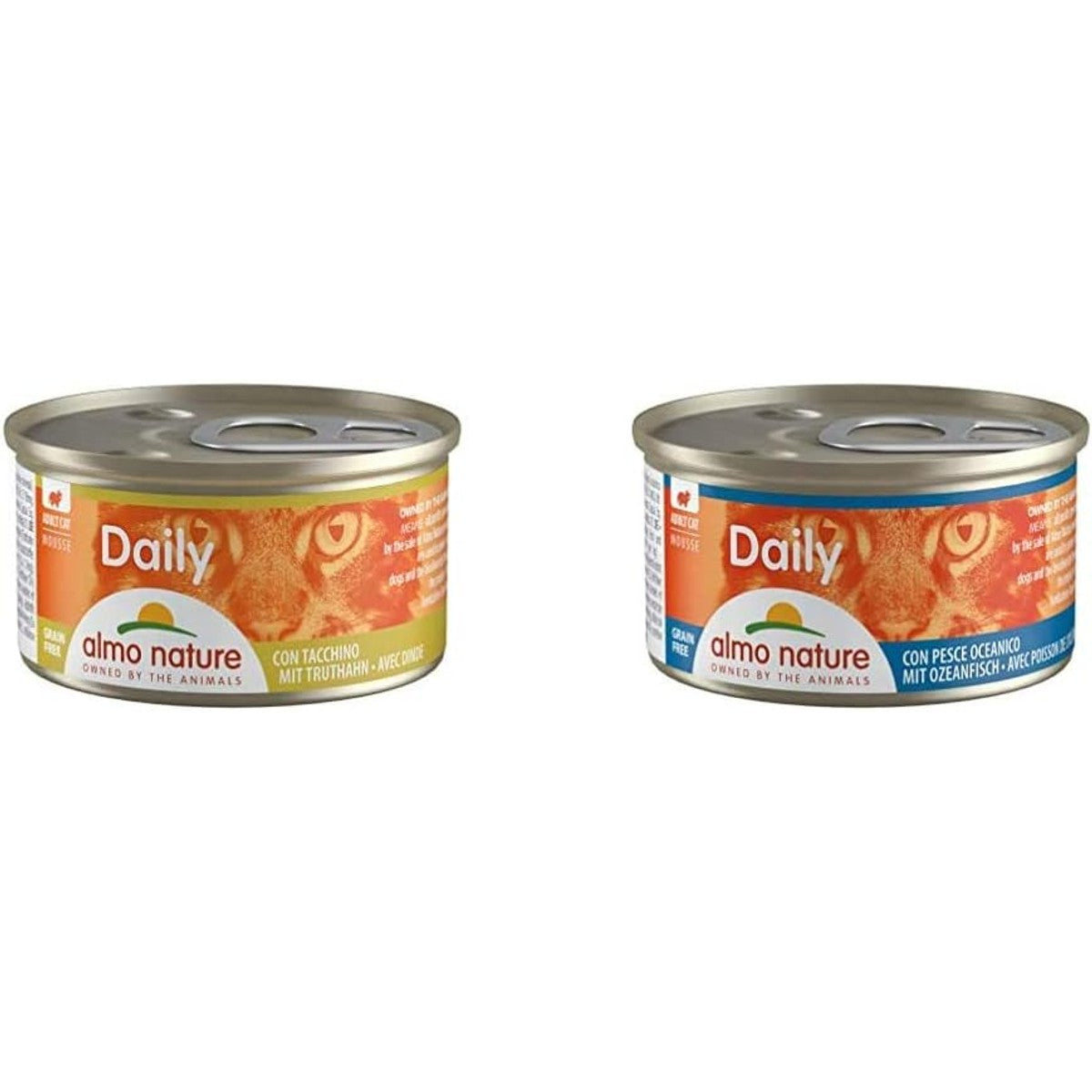 Daily Kattenvoer, mousse met kalkoen (24 x 85 g) en voer mousse met oceaanvis (24 x 85 g) – almo nature