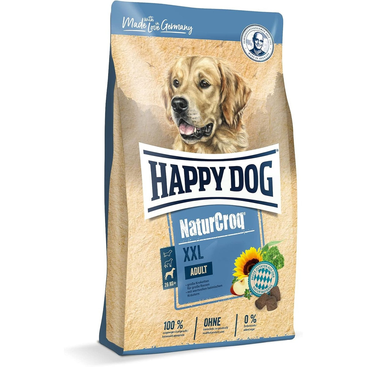 Happy Dog 60524 NaturCroq XXL droogvoer met kruiden en grote kroketten, mix voor grotere honden, inhoud 15 kg – Happy Cat