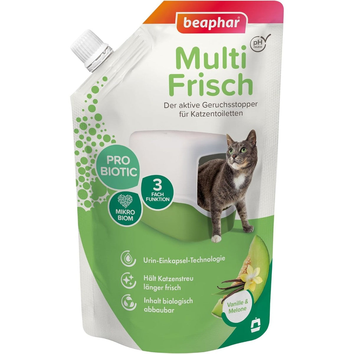 Beaphar Geurabsorber – geconcentreerd granulaat voor kattenbakvulling – neutraliseert slechte geuren – laat een aangename geur achter (vanillemeloen) – 400 g – tot 4 maanden gebruik – beaphar