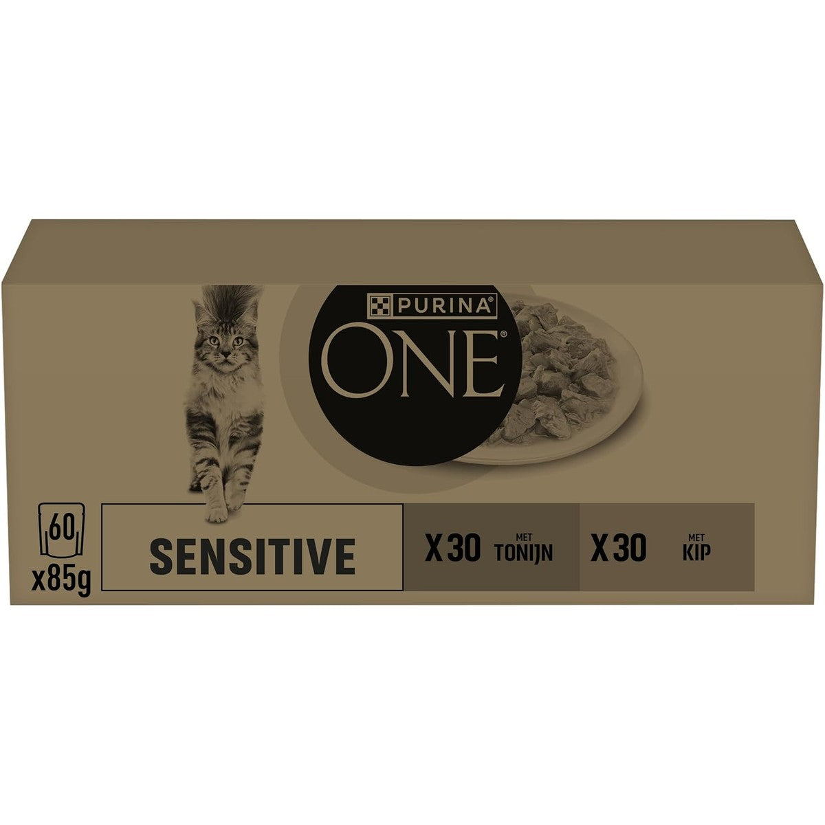 PURINA ONE Sensitive natvoer kattenvoer tonijn en kip 60 x 85 g