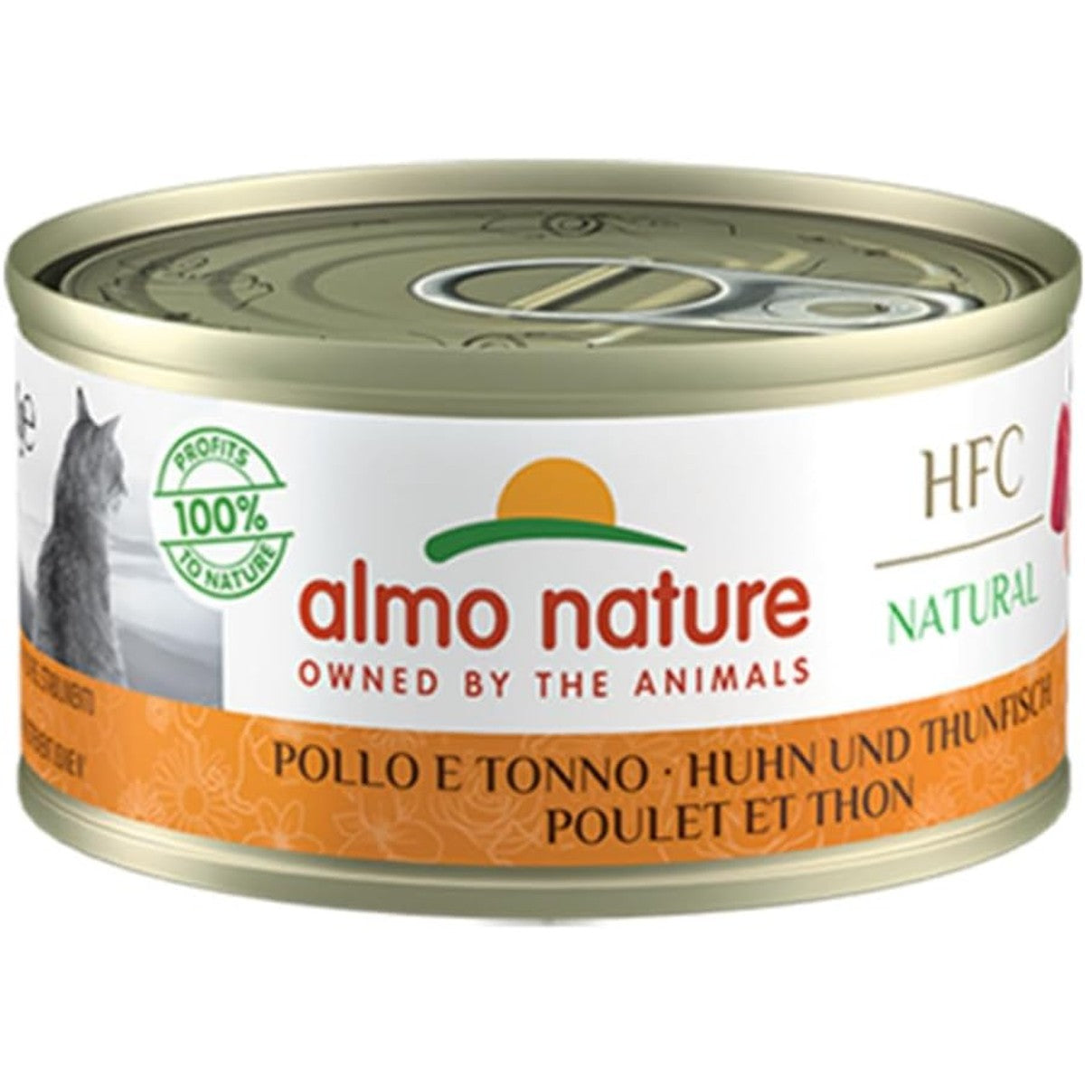 almo Nature HFC Natural Kattenvoer, nat met kip en tonijn, 24 blikjes à 70 g, transparant – almo nature