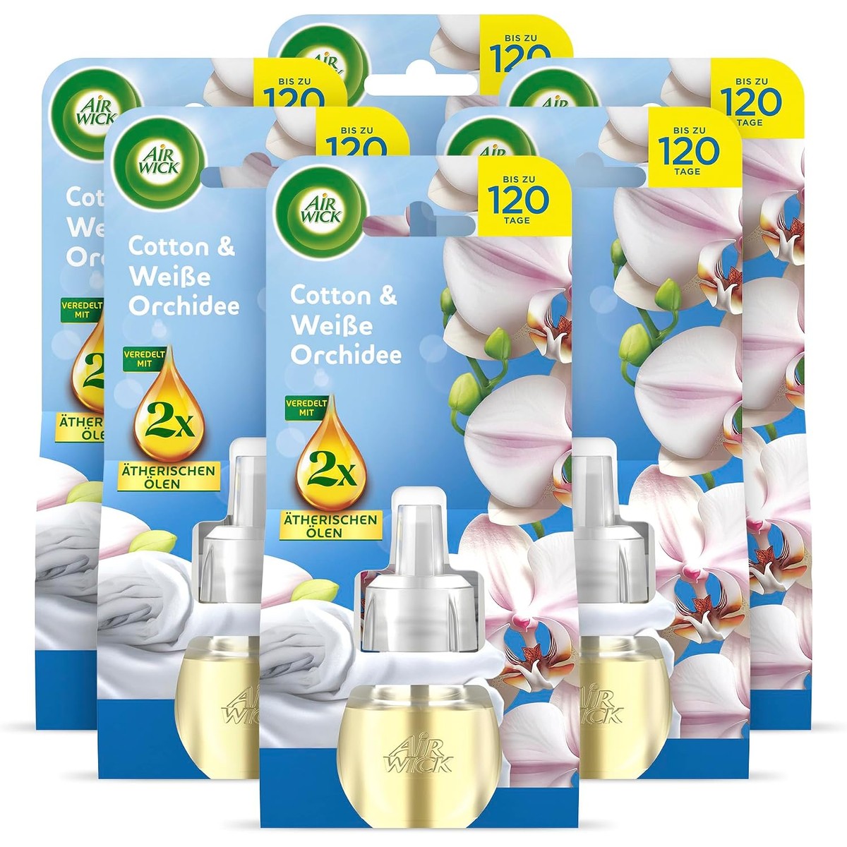 Air Wick Geurstekker navulling katoen en witte orchidee 6 x 19 ml