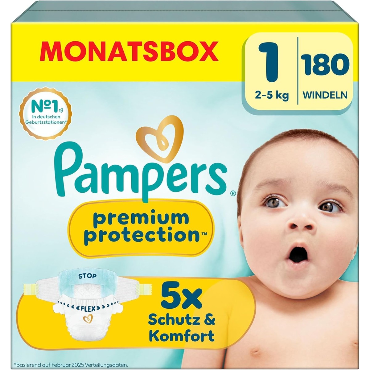 Pampers Premium Protection maat 1, 180 luiers, 2-5 kg – Pampers