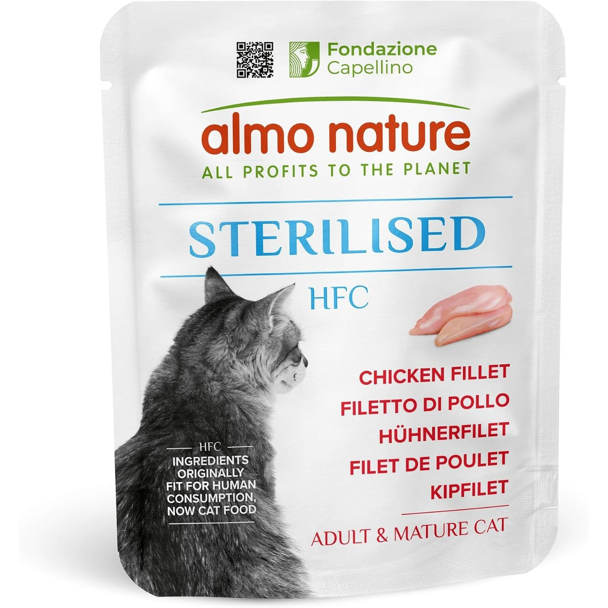 Almo Nature HFC Functional Sterilised natvoer voor volwassen katten, kippenfilet, 24 zakjes à 50 g – almo nature