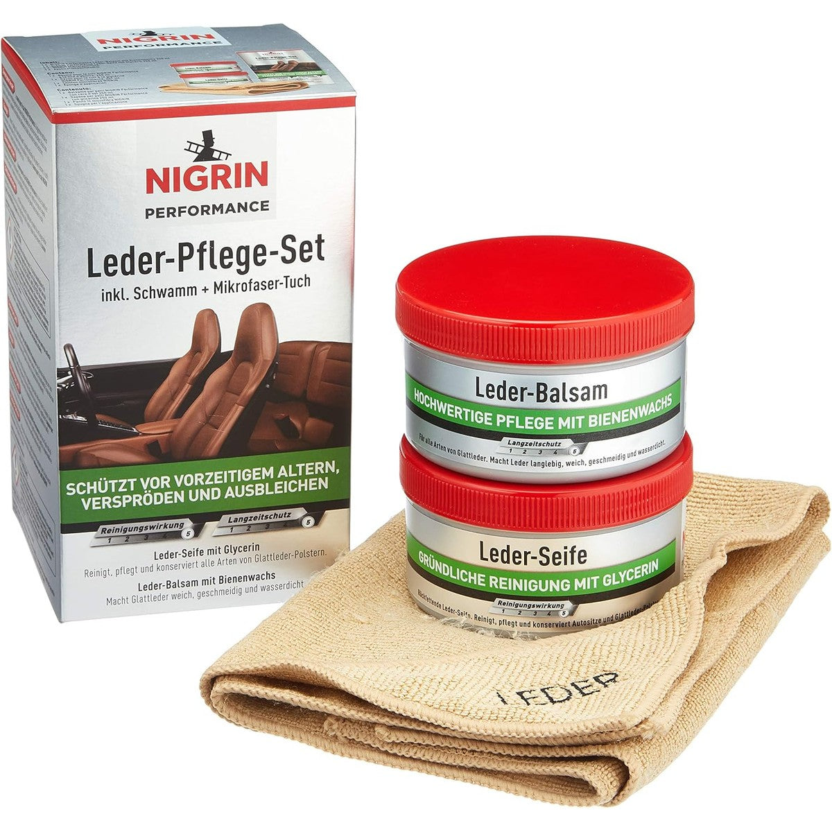 NIGRIN 73170 Performance lederverzorging-set Zeep met balsem – NIGRIN