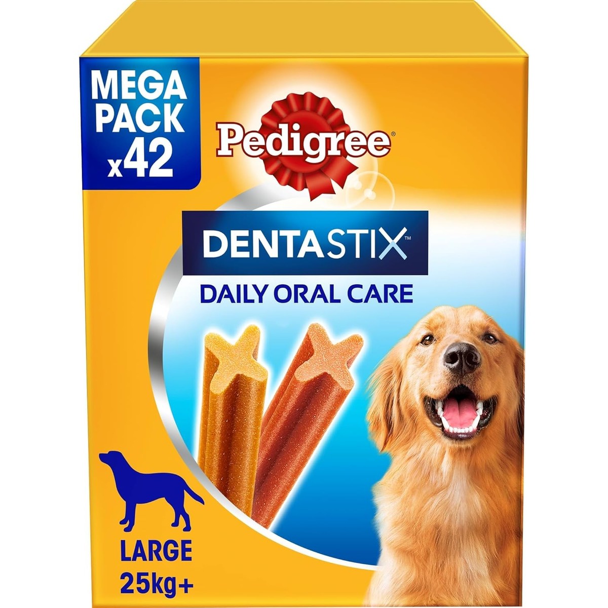 Pedigree Dentastix Snack voor mondhygiëne, grote hond + 25 kg voorraadverpakking, 42 stokjes - 1620 g – Pedigree