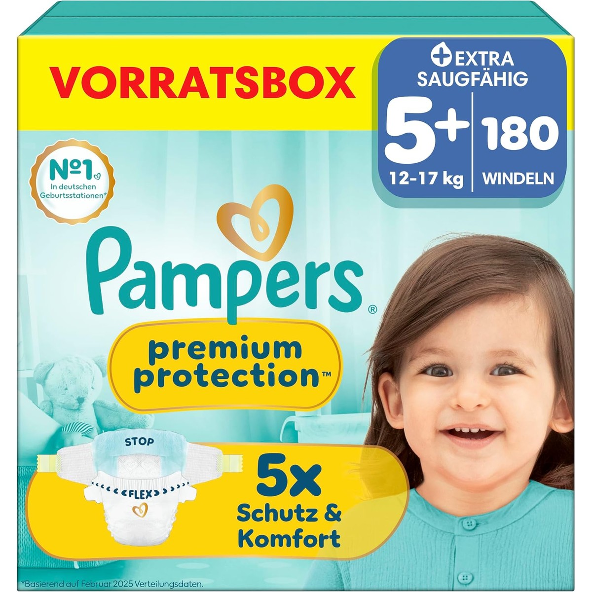Pampers Premium Protection maat 5+ 180 luiers 12-17 kg – Pampers