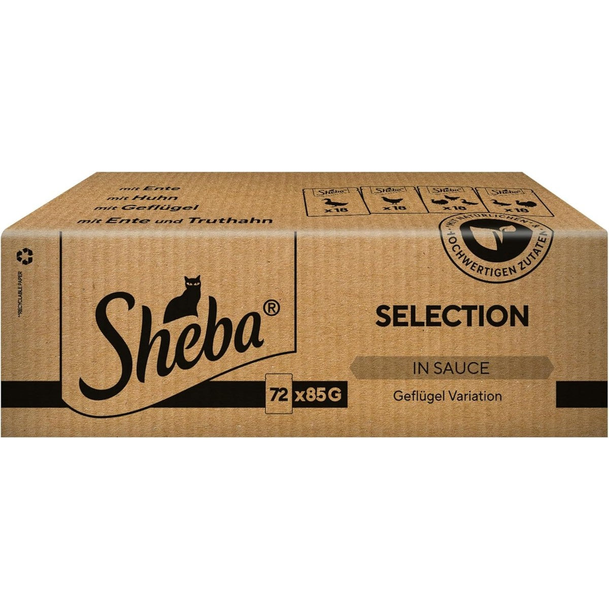 Sheba Selection natvoer kattenvoer gevogelte in saus 72 x 85 g