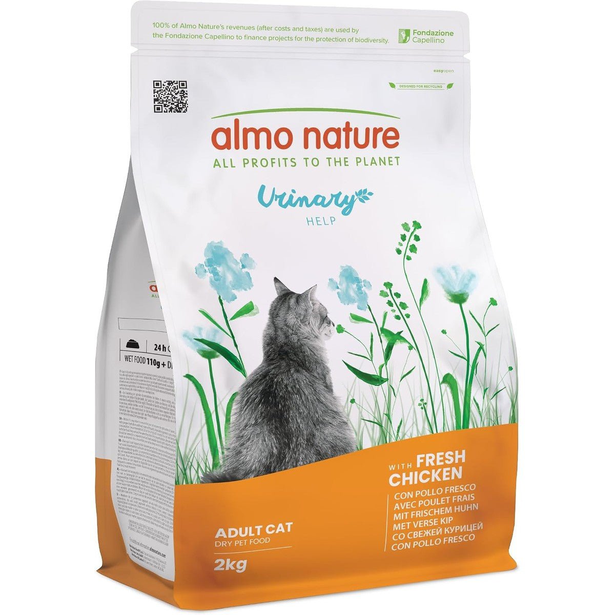Almo Nature Urinary Help Droogvoer voor katten met verse kip, ondersteuning van het urinestelsel met glucosamine en verminderde gehalten aan magnesium, calcium en fosfor - zak van 2 kg – almo nature