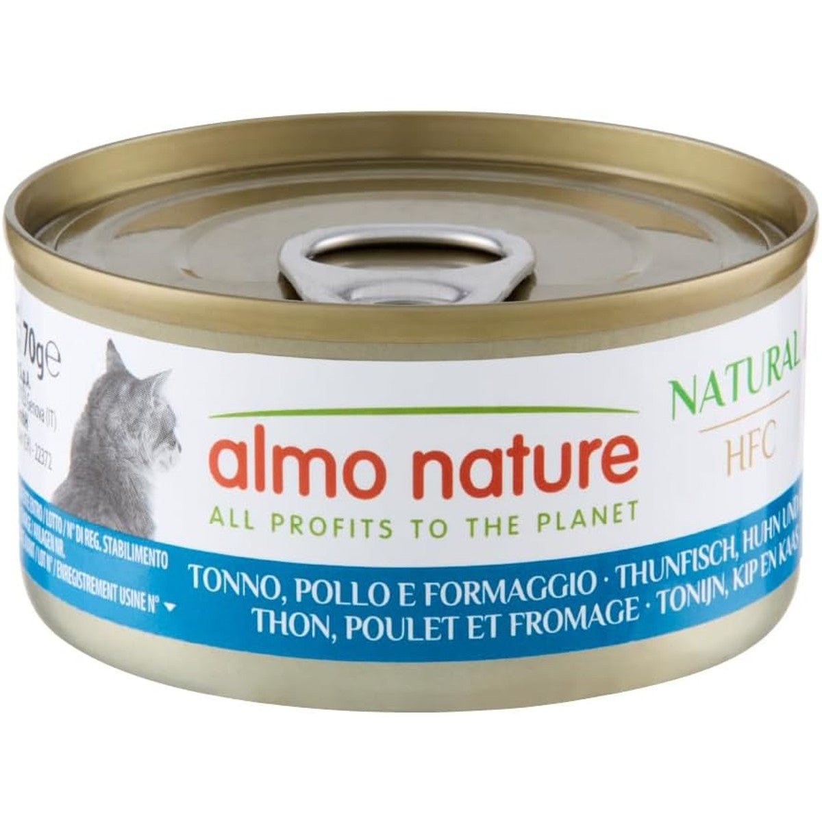 Almo Nature HFC Natural Katzenfutter nass - Thunfisch, Huhn und Käse 24er Pack (24 x 70g) – almo nature