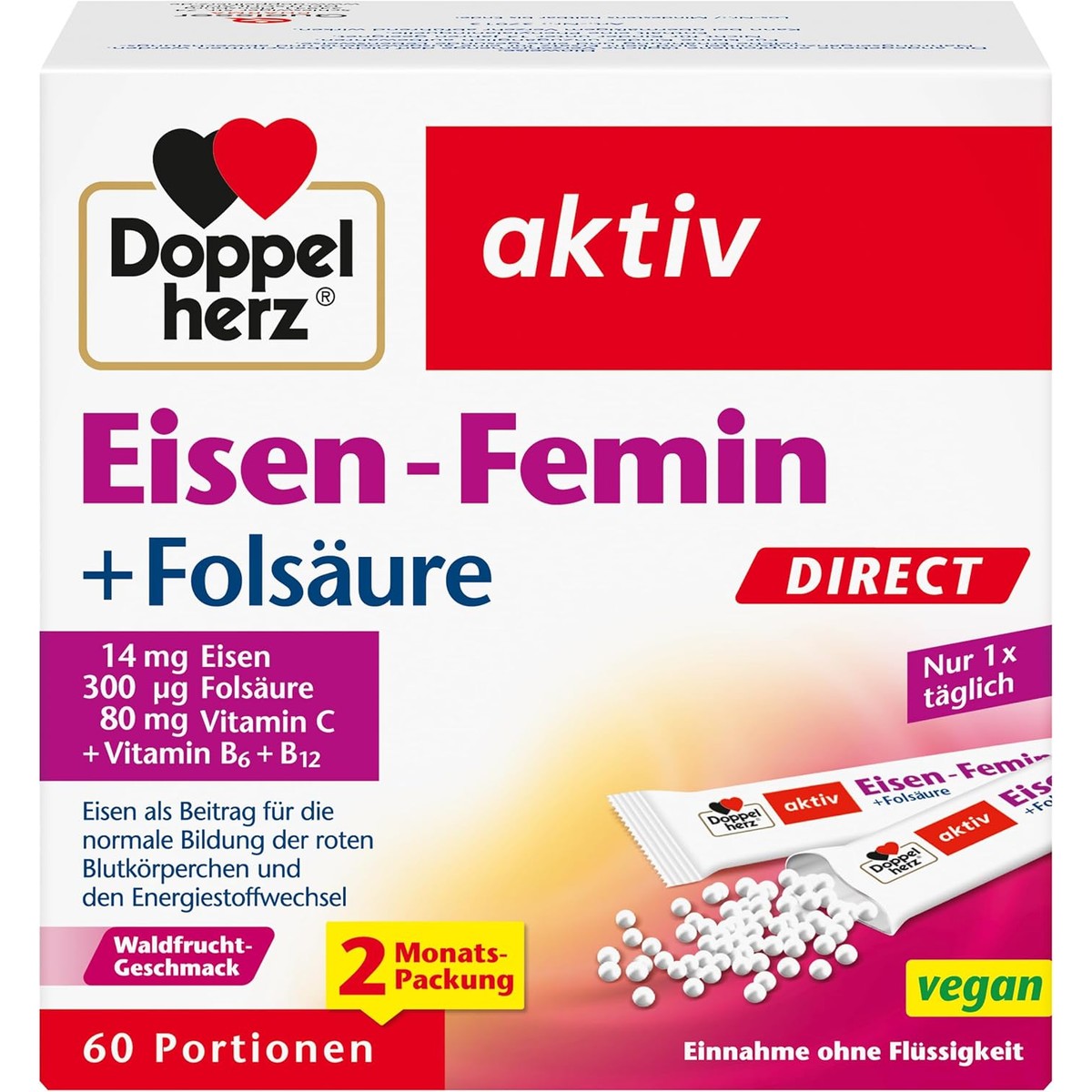 Doppelherz Eisen-Femin Direct - met bosvruchtensmaak – Doppelherz