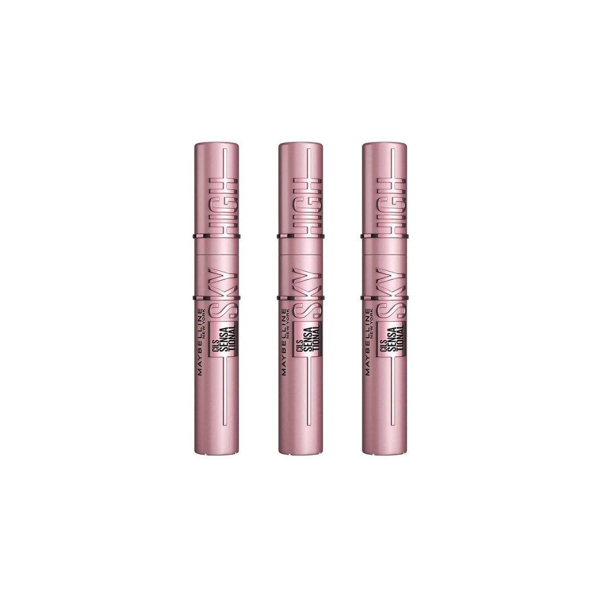 Maybelline New York Lash Sensational Sky High Mascara, volumineuze & lengtemakende mascara, wasbaar, vlekvrij, 7 ml, tint: 01 zwart, na opening van 6 maanden (verpakking van 3) – MAYBELLINE