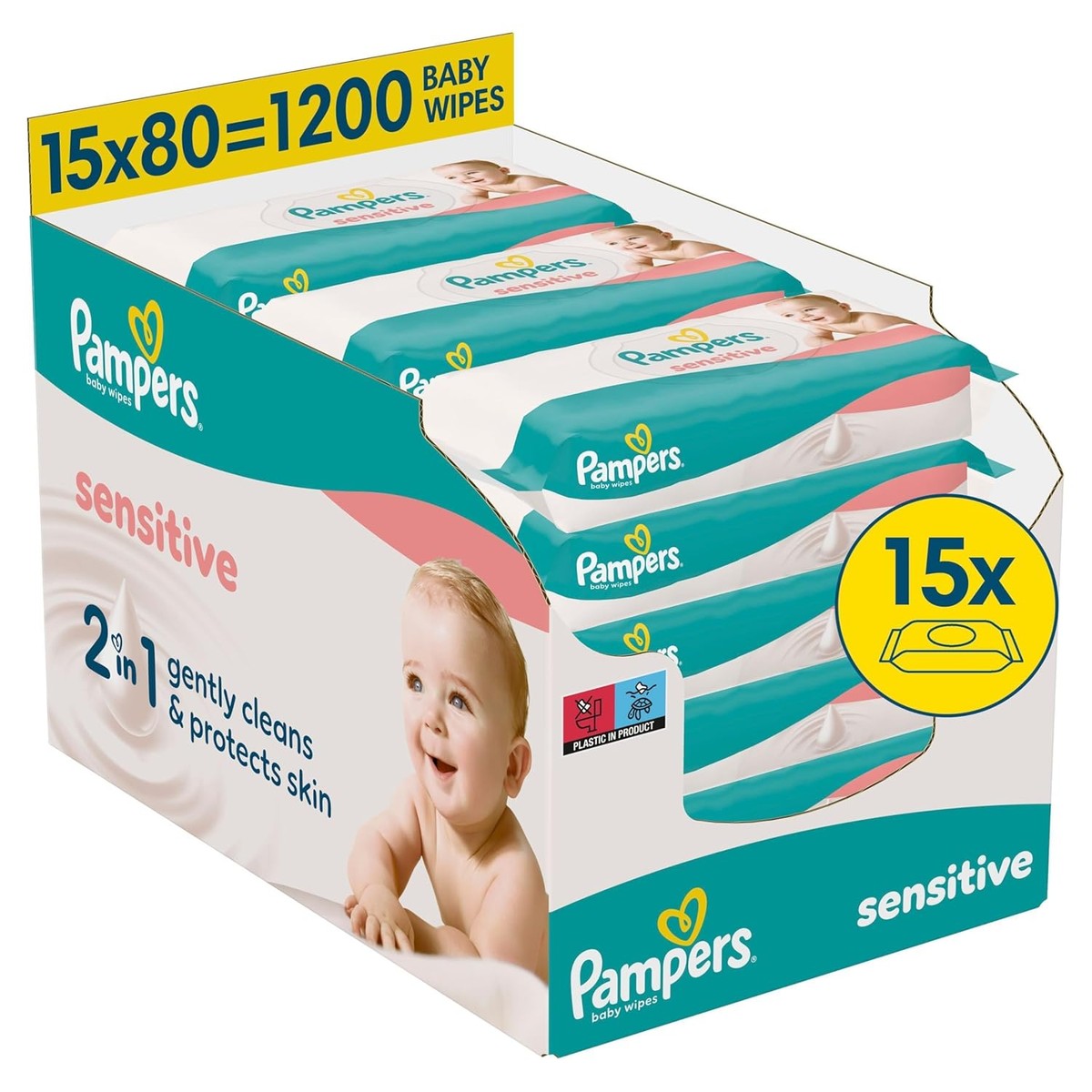 Pampers Sensitive 15 verpakkingen met 80 vochtige doekjes – Pampers