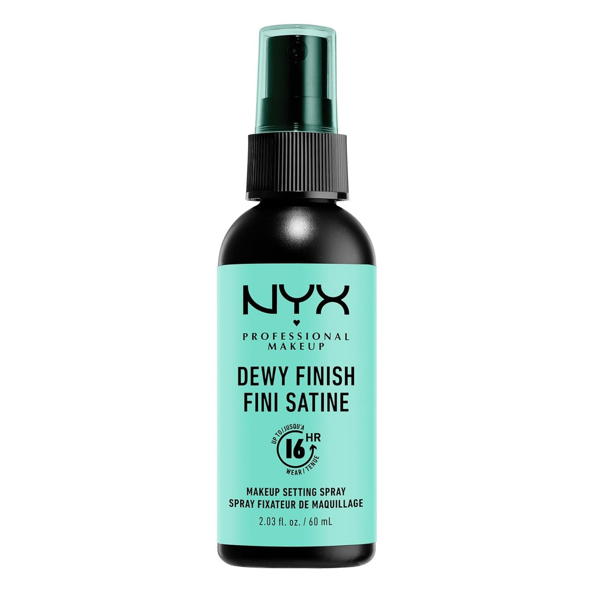 NYX Professional Makeup Setting Spray, langdurige formule, fixerend, licht, veganistische formule, Dewy Finish, 60 ml | Fluweelachtige satijnen afwerking, veganistische formule, doorschijnend, alle huidtypes, voorkomt oxidatie van de – NYX PROFESSIONAL MAKEUP