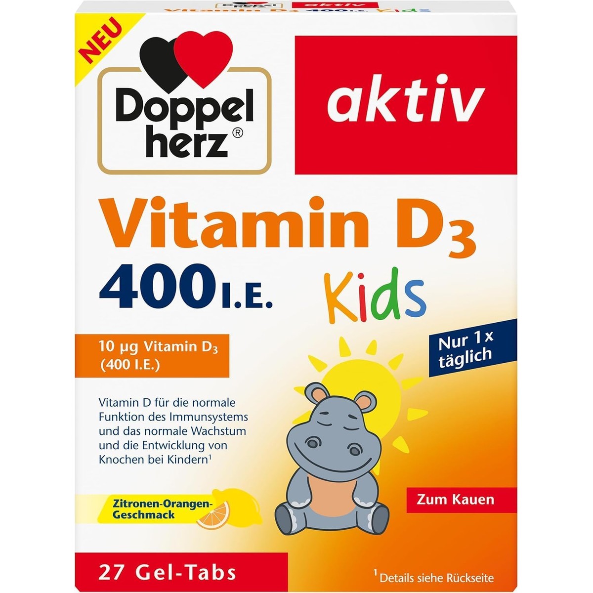 Doppelherz Vitamine D3 400 IE Kids - citroen-sinaasappelsmaak – Doppelherz