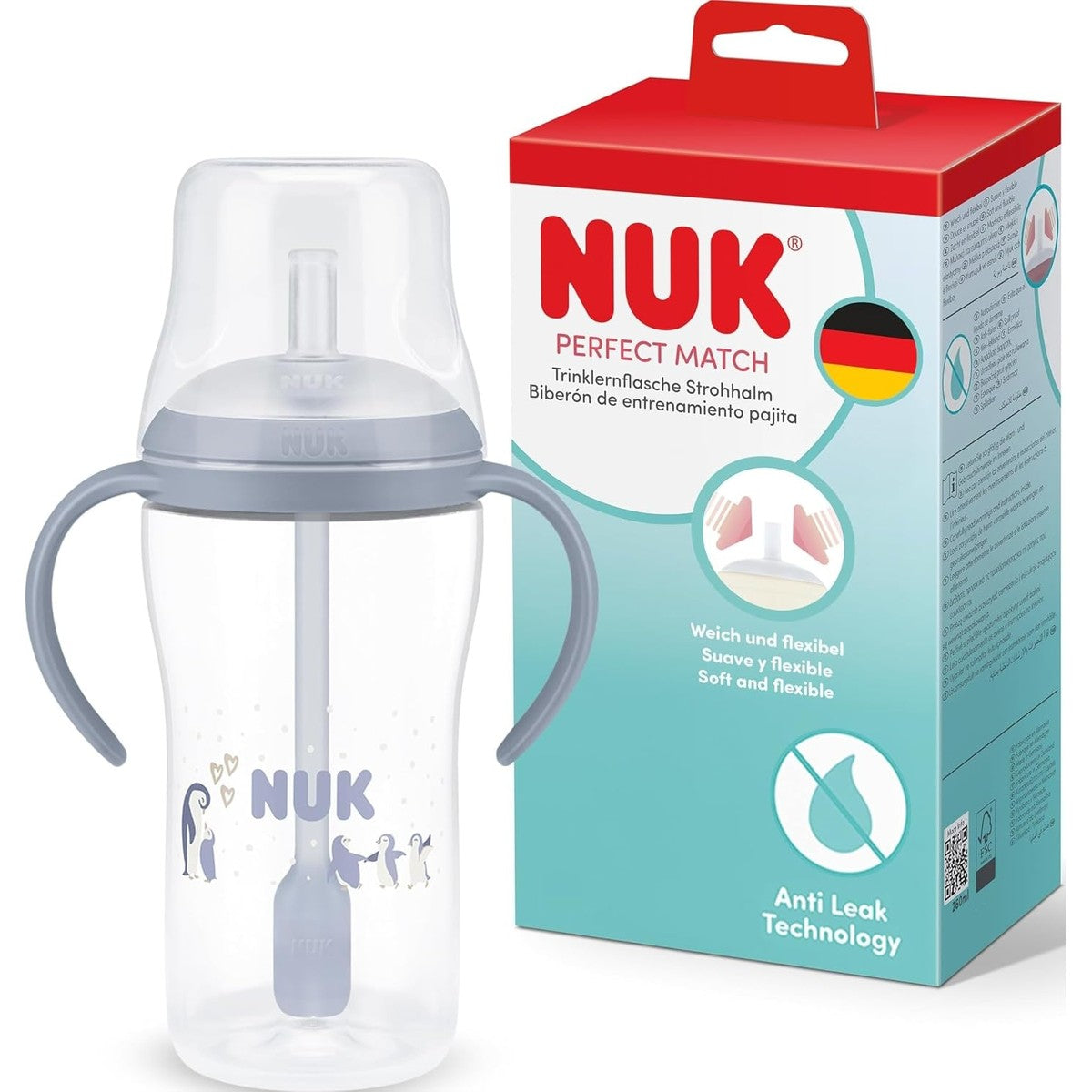 NUK Perfect Match Drinkfles met rietje blauw 260 ml – NUK