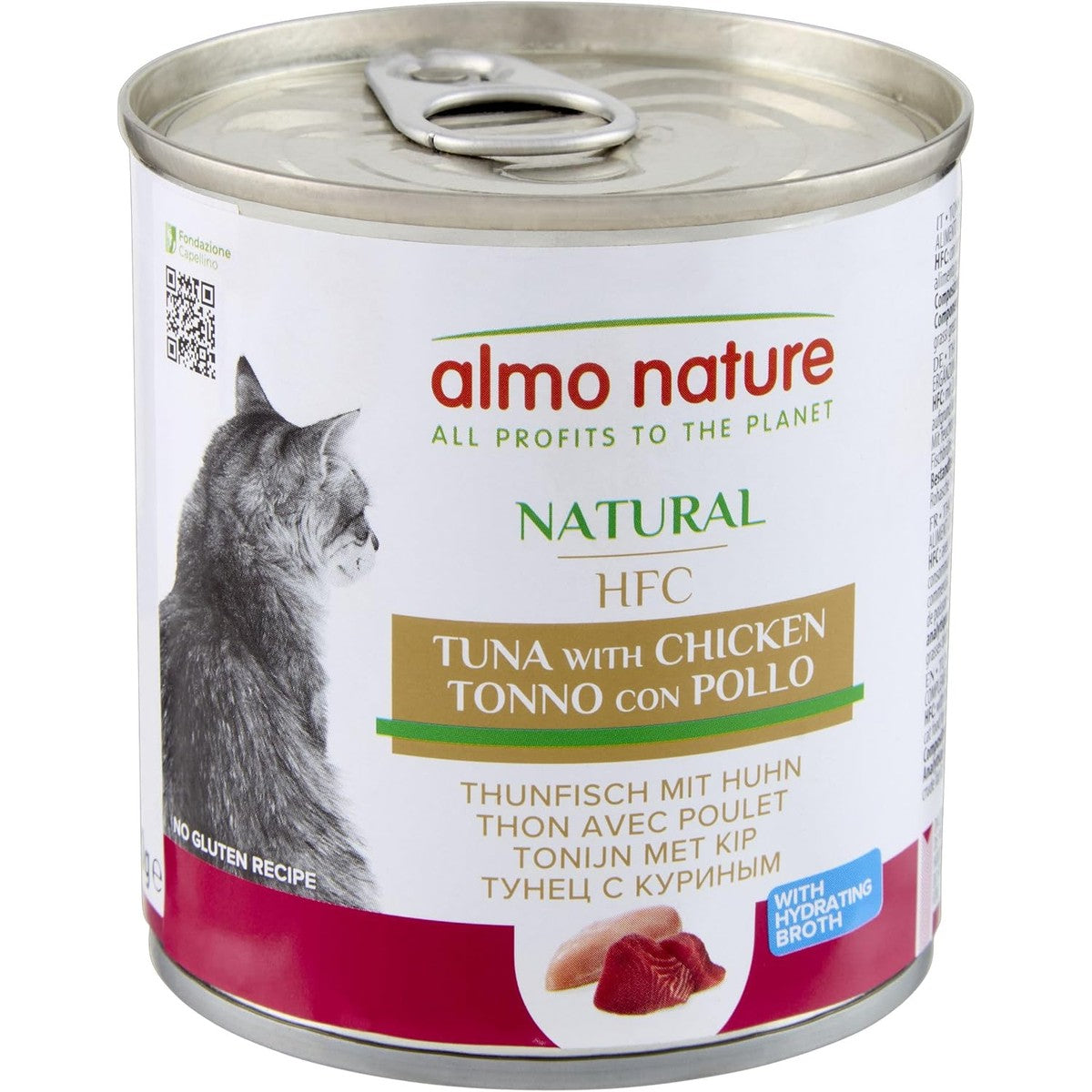 Almo Nature HFC Natural Natvoer voor volwassenen en katten, tonijn en kip, 280 g, verpakking van 12 stuks – almo nature