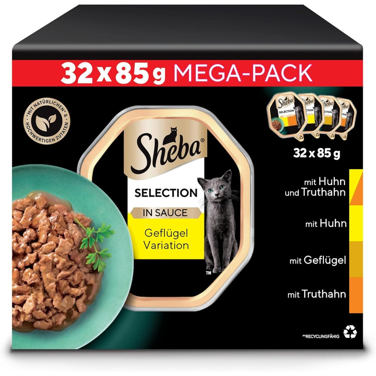 Sheba Selection natvoer kattenvoer gevogelte variatie 32 x 85 g