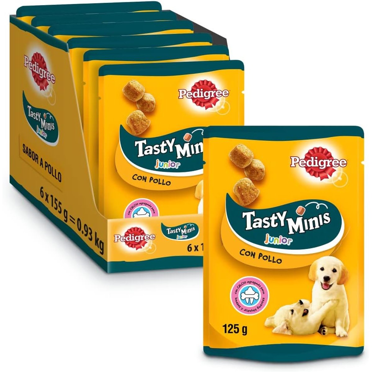 Pedigree Tasty Minis lekkernijen voor honden, puppy's, kip, 6 x 125 g – Pedigree