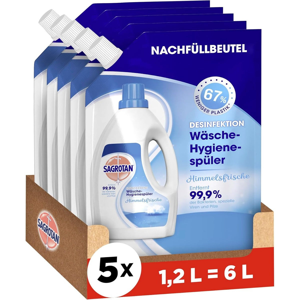 Sagrotan Was-hygiënespoeler, hemelse navulling, 5 x 1,2 l – Sagrotan