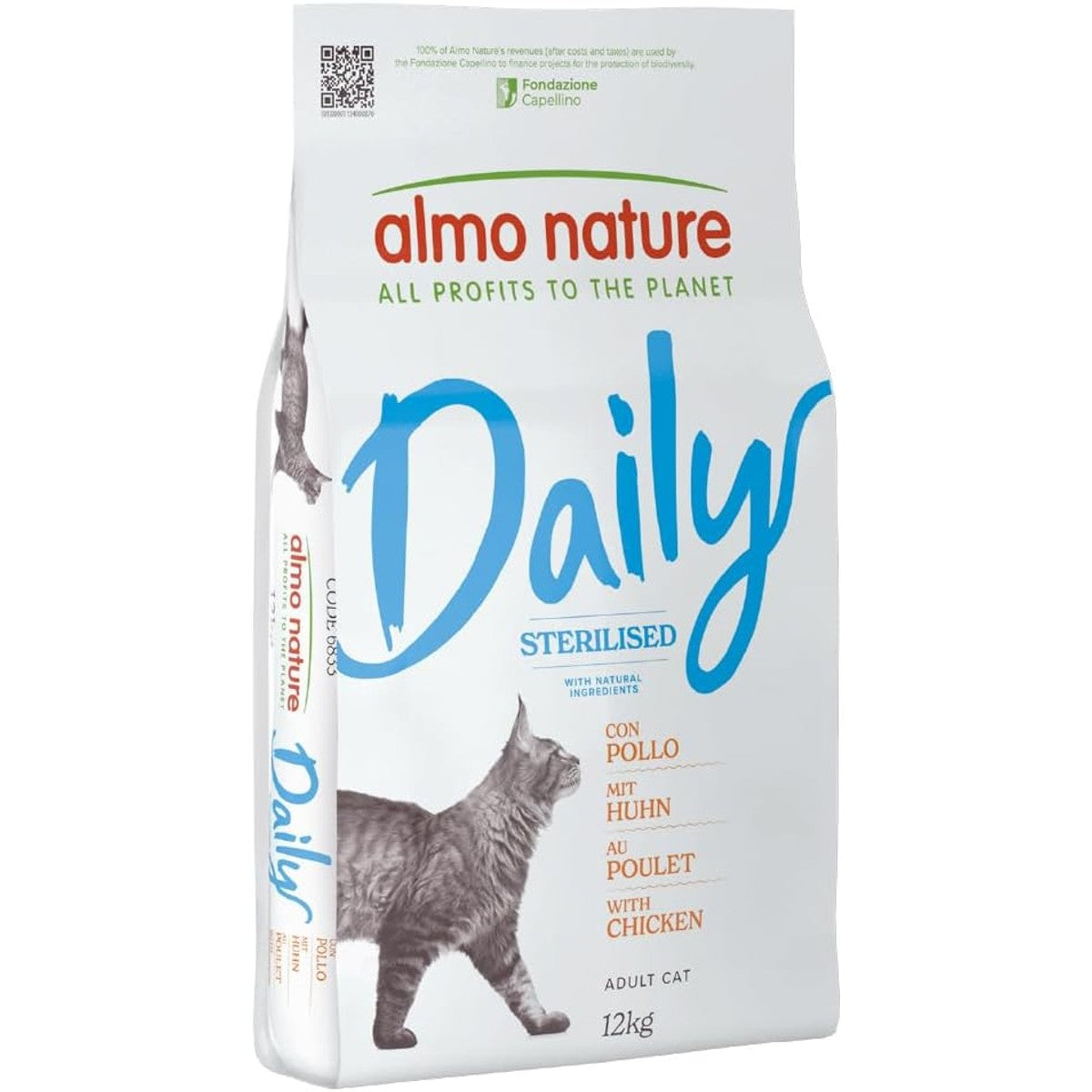 Almo Nature Daily Sterilised droogvoer voor katten, kip, sacco da 12 kg – almo nature