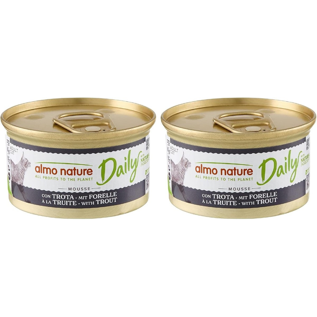 Almo Nature Daily Natvoer voor volwassen katten, mousse, forel, 85 g, verpakking van 24 (verpakking van 2) – almo nature