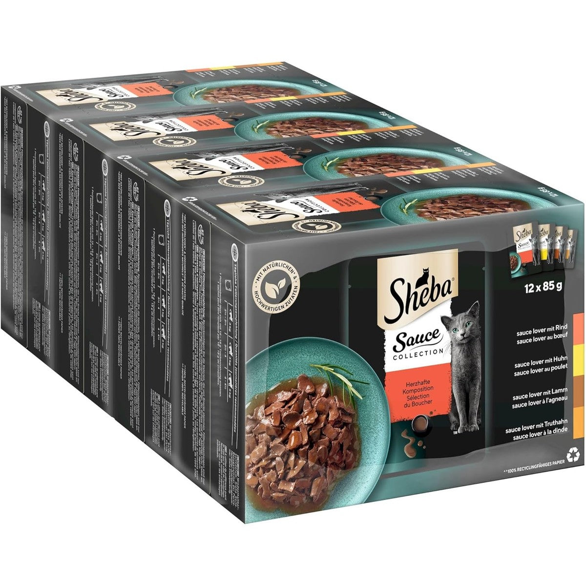 Sheba Sauce Collection Natvoer voor katten in portiezakjes hartige compositie multipack 4x12x85g – Sheba