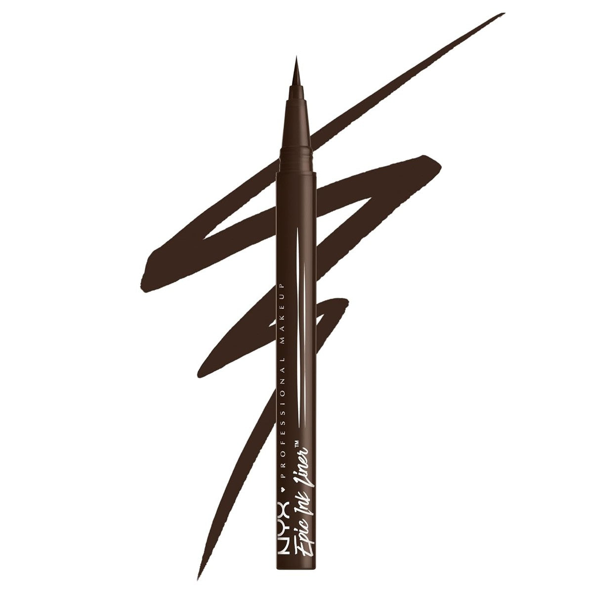 NYX Professional Makeup Epic Ink Eyeliner, sterk gepigmenteerde viltstift, waterbestendig, langdurige kajal, veganistische formule, eenvoudig te gebruiken met flexibele kwast, tint: 03 donkere – NYX PROFESSIONAL MAKEUP