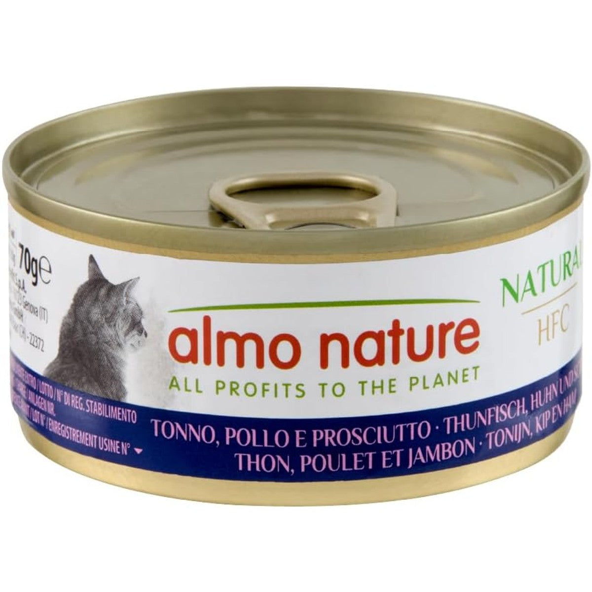 almo nature HFC Natural Natvoer voor volwassenen katten tonijn, kip en ham - blik 24 x 70 g. – almo nature