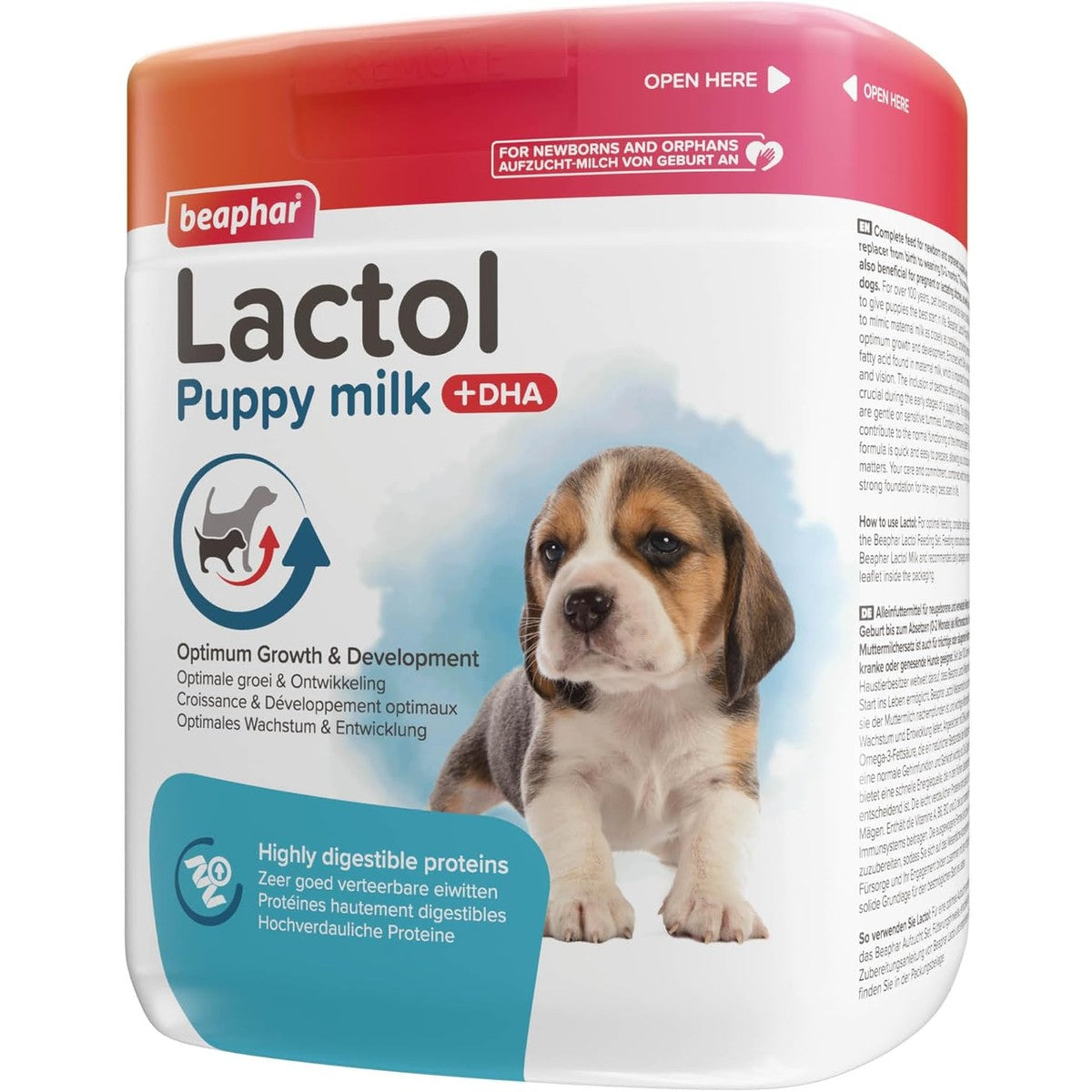 BEAPHAR - Lactol kweekmelk - voor hondenpuppy's - vanaf de geboorte - moedermelkvervanger met DHA, vitaminen en mineralen - ondersteunt gezonde opvoeding en versterking - 500 g – beaphar