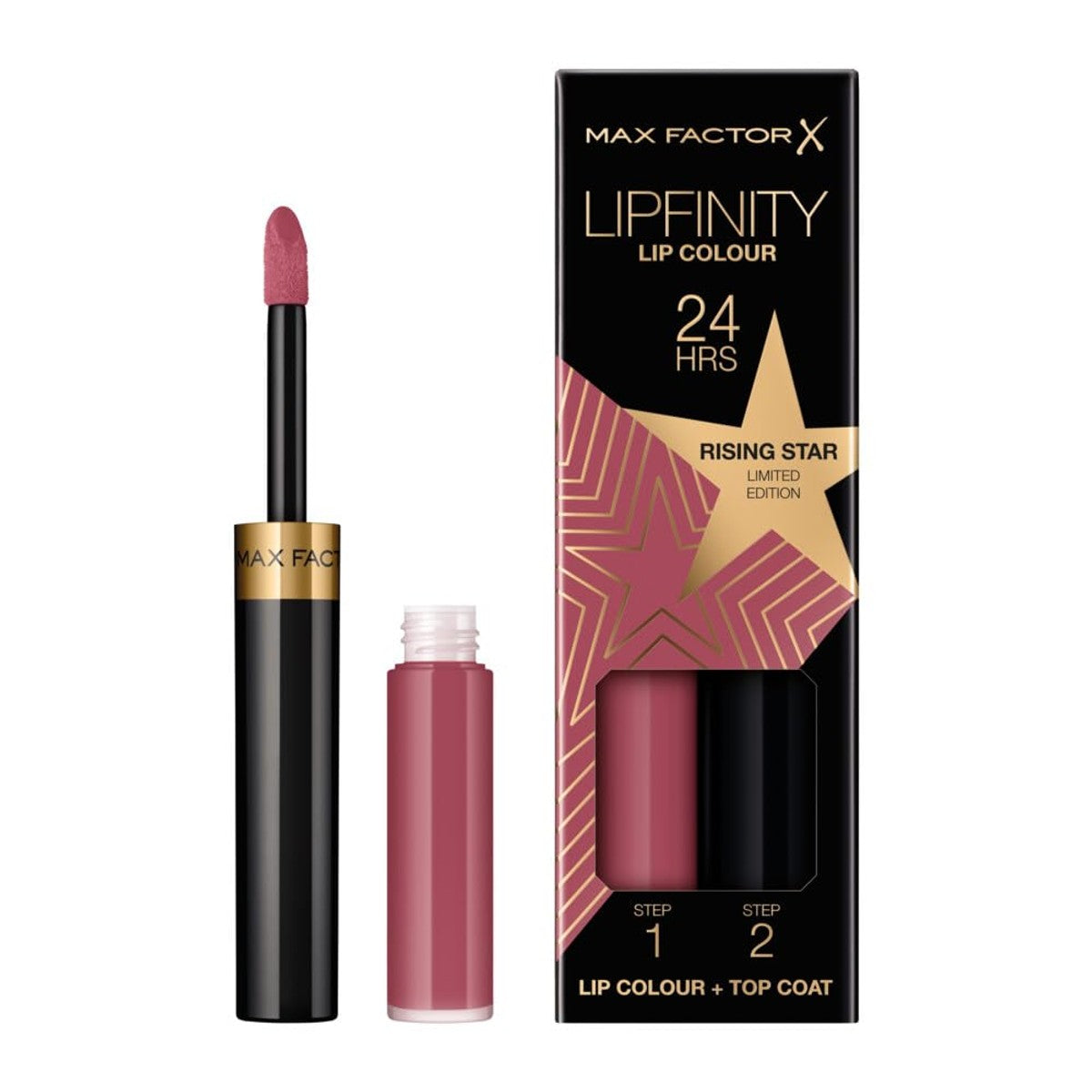 Max Factor Lipfinity Lip Colour Rising Stars Collection, 84 Rising Star, langhoudende lippenstift + hydraterende toplaag, blijft tot 24 uur zitten, met nauwkeurige applicator, 2,3 ml + 1,9 g – Max Factor