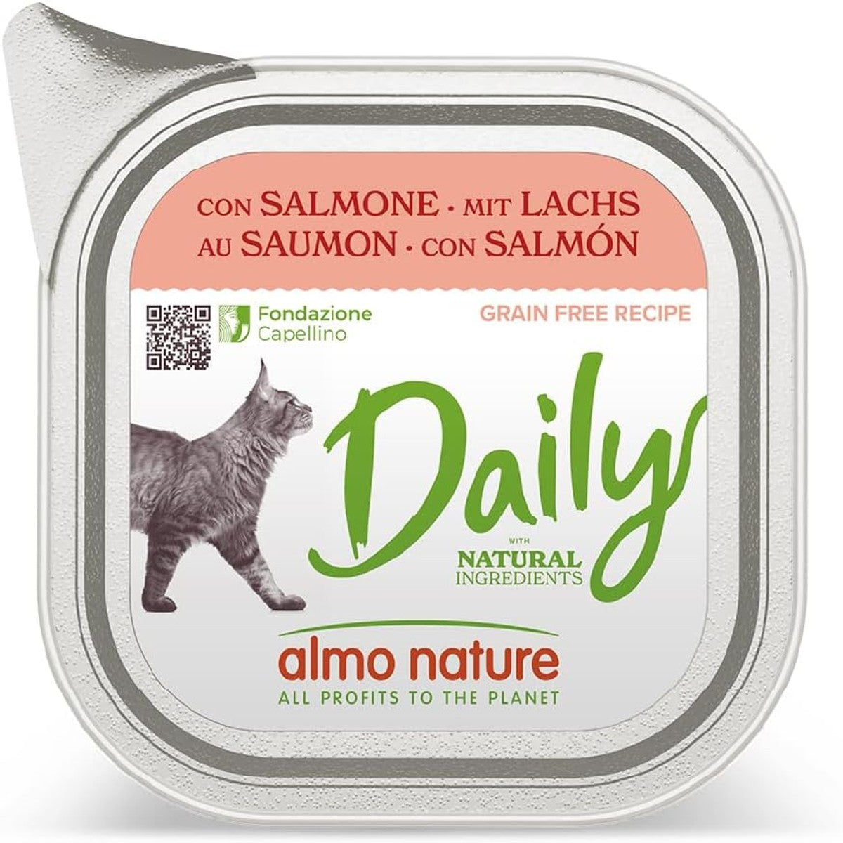 almo nature Daily - natvoer voor volwassenen katten - zalm - 100 g, verpakking van 32 – almo nature