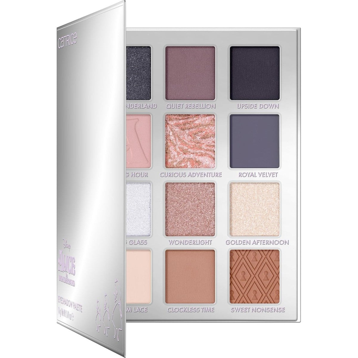 Catrice Disney Alice in Wonderland Oogschaduwpalet, oogschaduw, nr. C01, meerkleurig, 12 kleuren, sterk gepigmenteerd, glinsterend, veganistisch, zonder microplasticdeeltjes, olievrij, zonder – Catrice Cosmetics