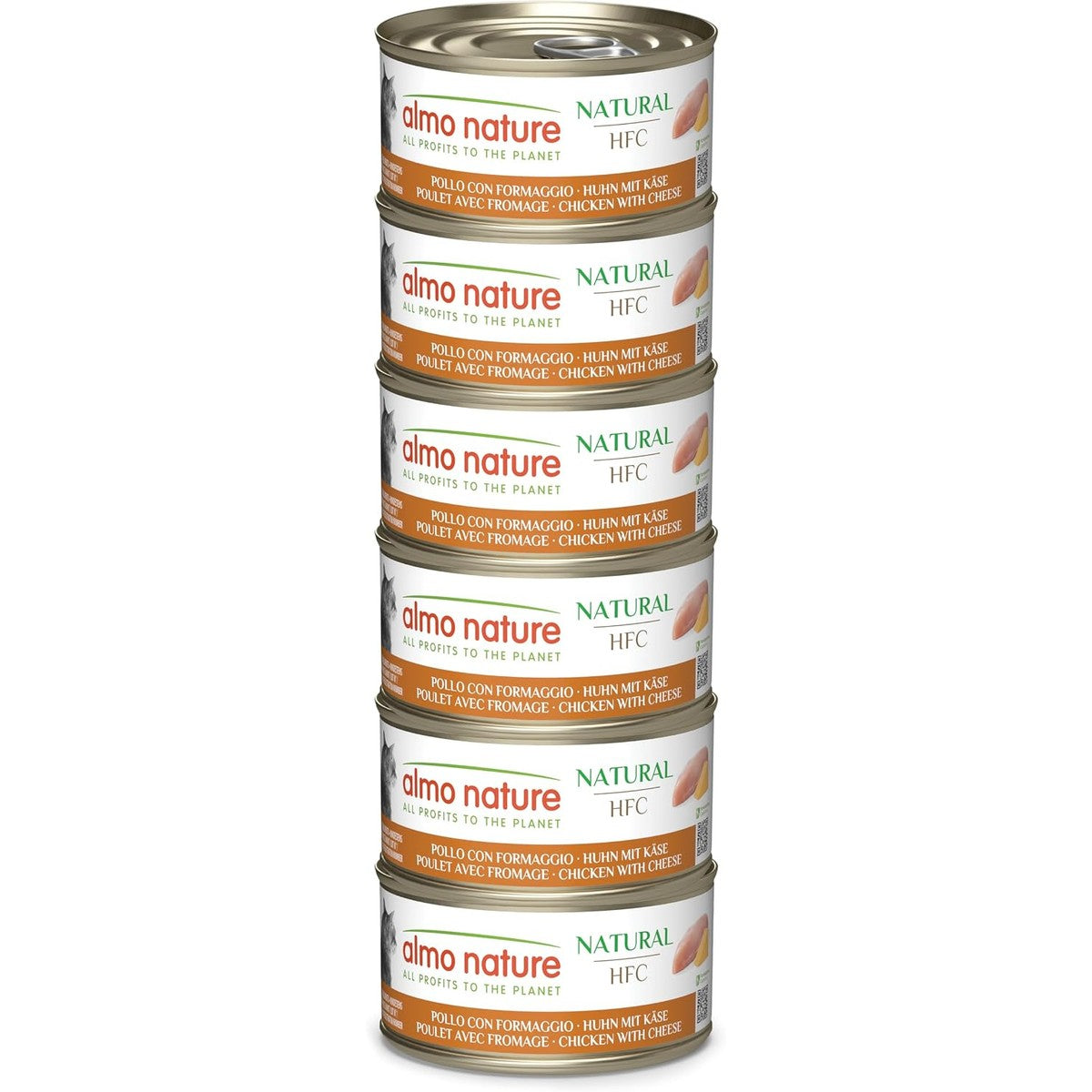 Almo Nature HFC Natural Natvoer voor volwassen katten, kip & kaas, Human Grade, glutenvrij, 6 x 70 g – almo nature