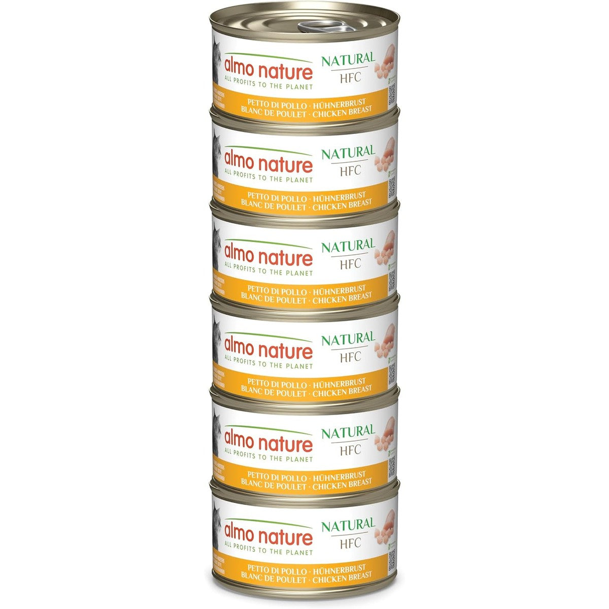 Almo Nature HFC Natural Natvoer voor volwassen katten, kippenfilet, hum-grade, glutenvrij en monoprotïne, 6 x 70 g – almo nature