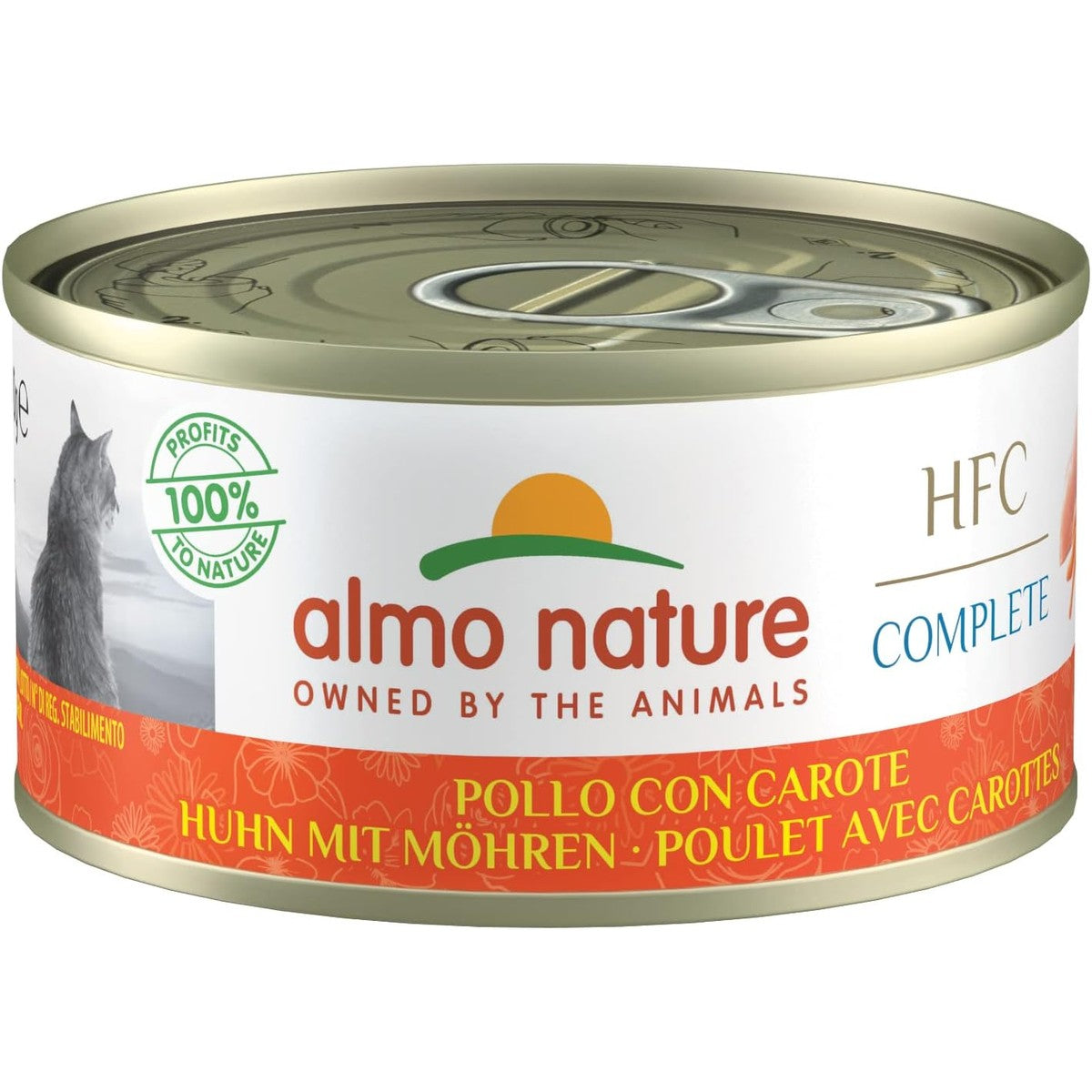 Almo Nature – HFC Complete – kip met wortel – natvoer voor volwassen katten, 24 verpakkingen à 70 g – almo nature