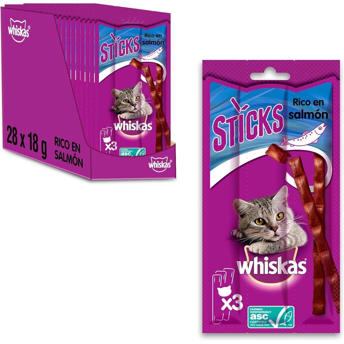 Whiskas Sticks kattensnack zalm 28 x 18 g